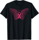 Monarch Butterfly Pink Ribbon Breast Cancer Awareness Gift T-Shirt - T-Shirt | Black