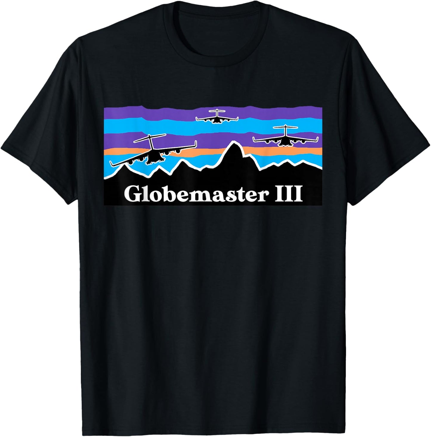 Mountain Airdrop Globemaster III Cargo Airplane T-Shirt - T-Shirt | Black