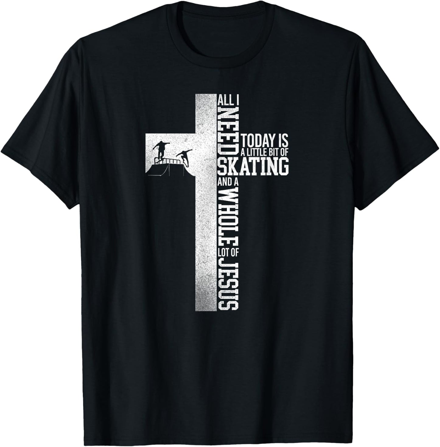 Skateboard A Whole Lot Of Jesus Cross Faith Vintage T-Shirt - T-Shirt | Black