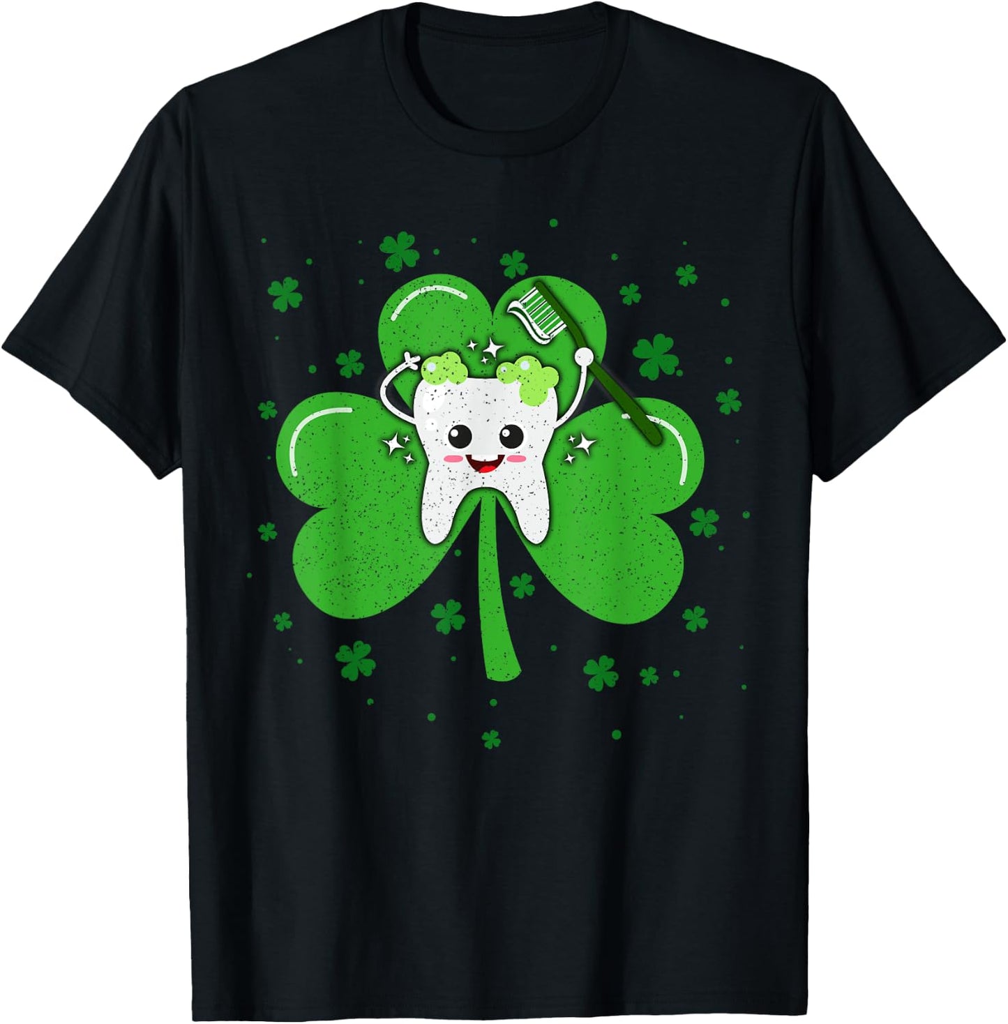 Teeth Dentist St. Patrick's Day Shamrock Leaf Tooth Dental T-Shirt - T-Shirt | Black