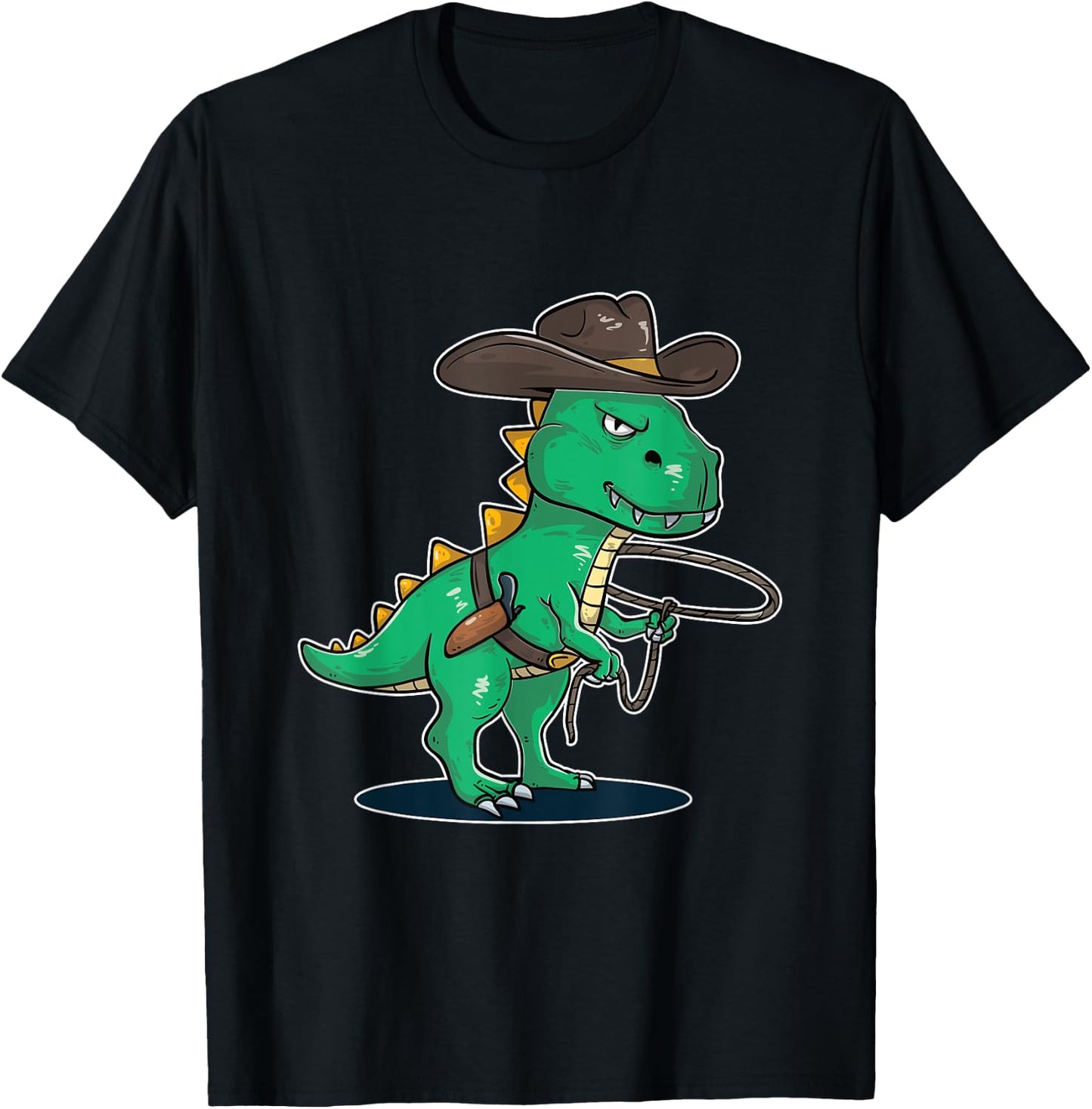 Cowboy Rodeo Dinosaur T-Rex T-Shirt - T-Shirt | Black