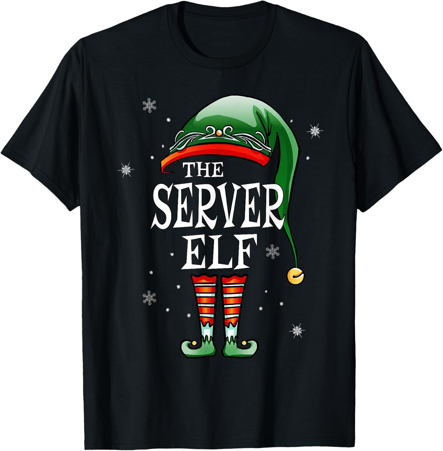 Matching Family Funny The Server Elf Christmas T-Shirt - T-Shirt | Black