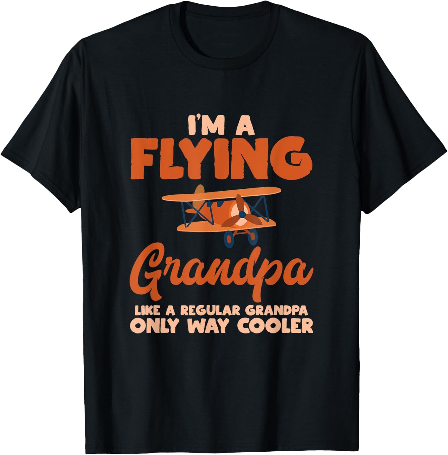 Flying Grandpa Pilot Airplane Lover Aviation Gift Outfit T-Shirt - T-Shirt | Black