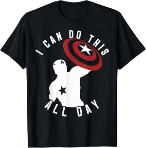 Marvel Captain America I Can Do This All Day Silhouette Small T-Shirt - T-Shirt | Black