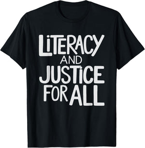 Reading Book Club Literacy and Justice for All Librarian T-Shirt - T-Shirt | Black