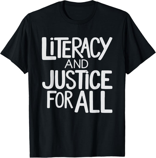 Reading Book Club Literacy and Justice for All Librarian T-Shirt - T-Shirt | Black