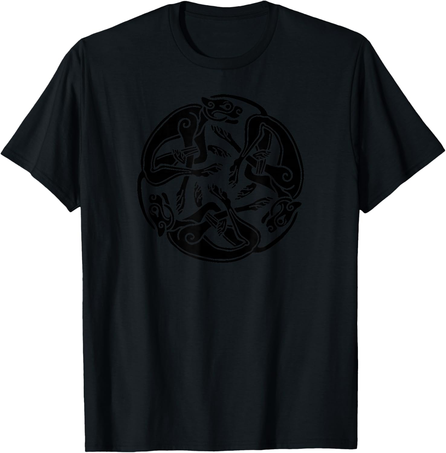 Celtic Book of Kells Trinity Hounds T-Shirt - T-Shirt | Black