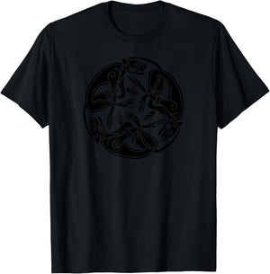Celtic Book of Kells Trinity Hounds T-Shirt - T-Shirt | Black