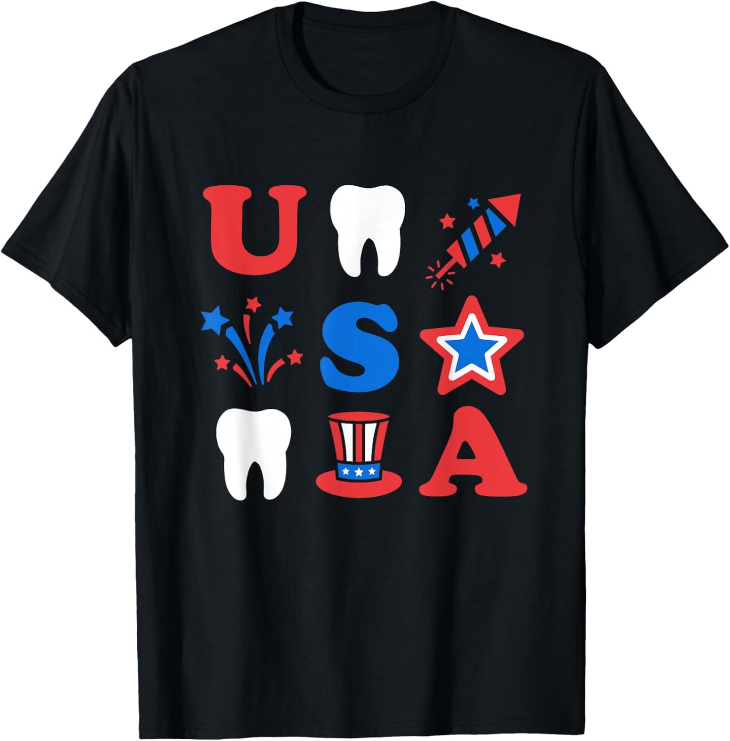 4th of July dental patriotic Memorial Day USA T-Shirt - T-Shirt | Black