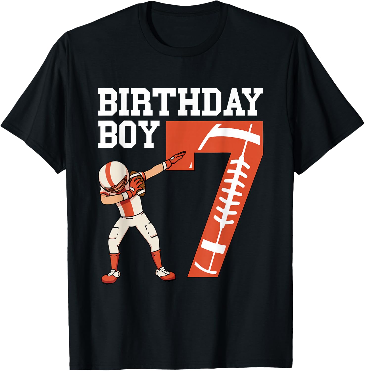 7 Years Old Boy Football Player 7th Football Birthday Boys T-Shirt - T-Shirt | Black