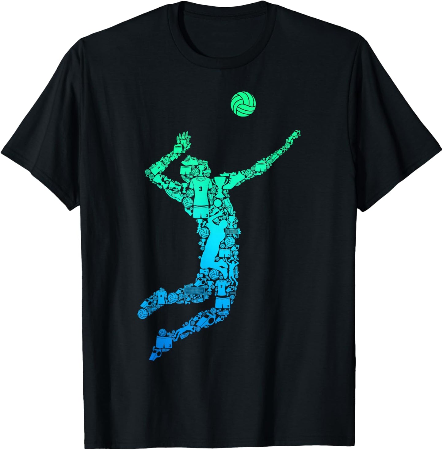 Volleyball Player Boys Men Youth T-Shirt - T-Shirt | Black