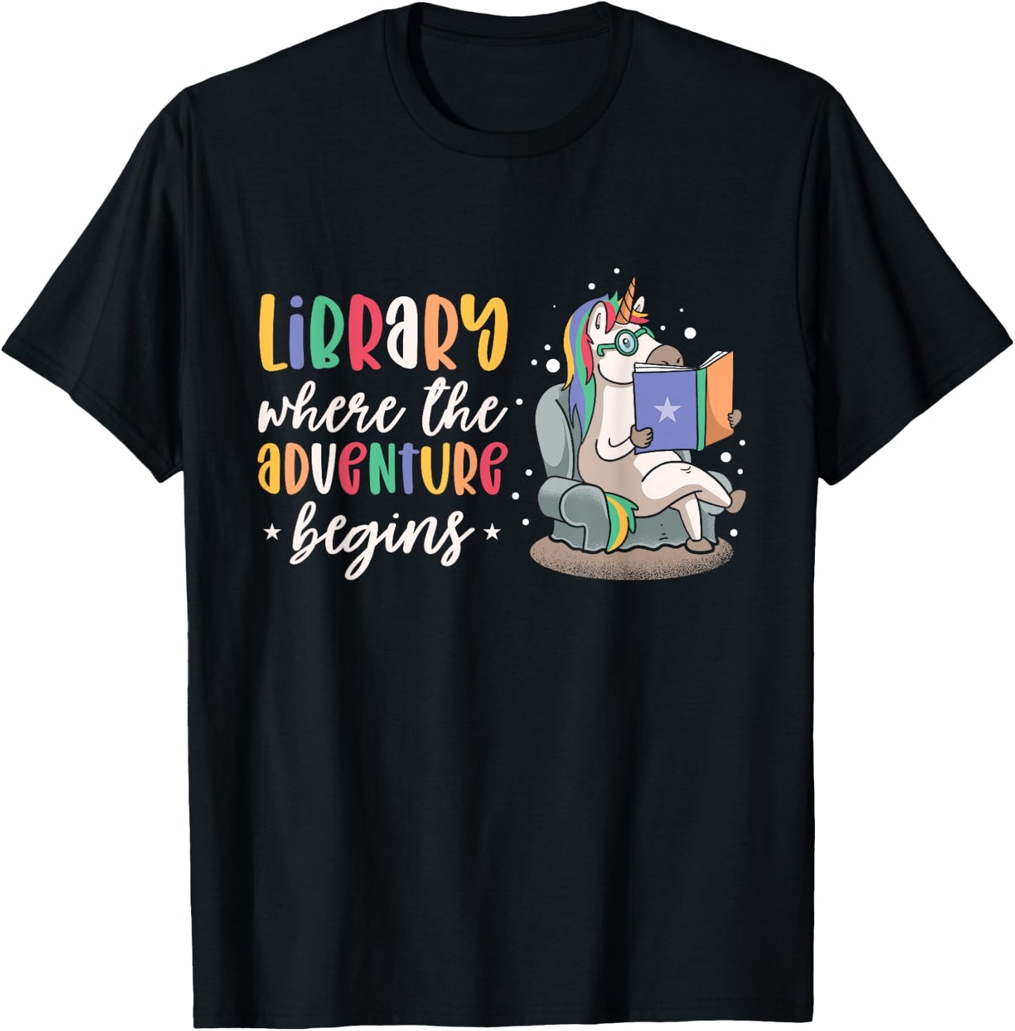 Librarian book Reader Reading Unicorn adventure T-Shirt - T-Shirt | Black