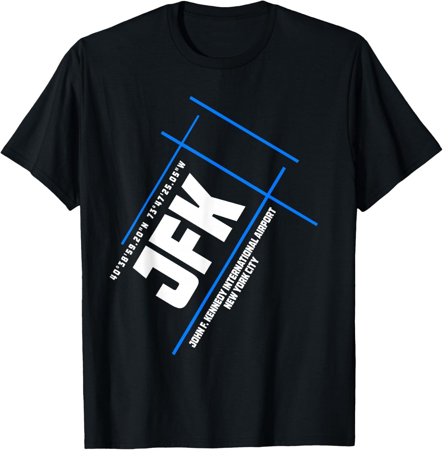 JFK John F. Kennedy International Airport Runway Layout T-Shirt - T-Shirt | Black