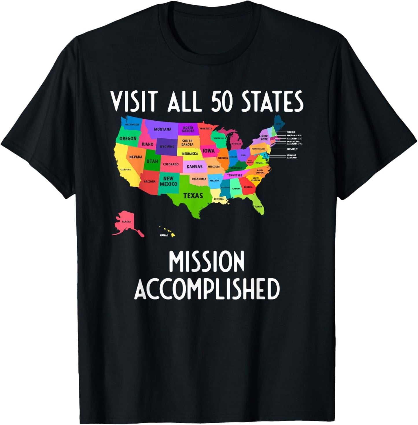 Visit All 50 States map Shirt USA Travel Gift T-Shirt - T-Shirt | Black