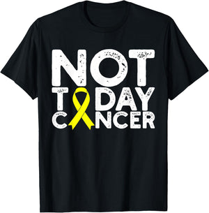 Bone Cancer Awareness Not Today Cancer Yellow Ribbon Sarcoma T-Shirt - T-Shirt | Black