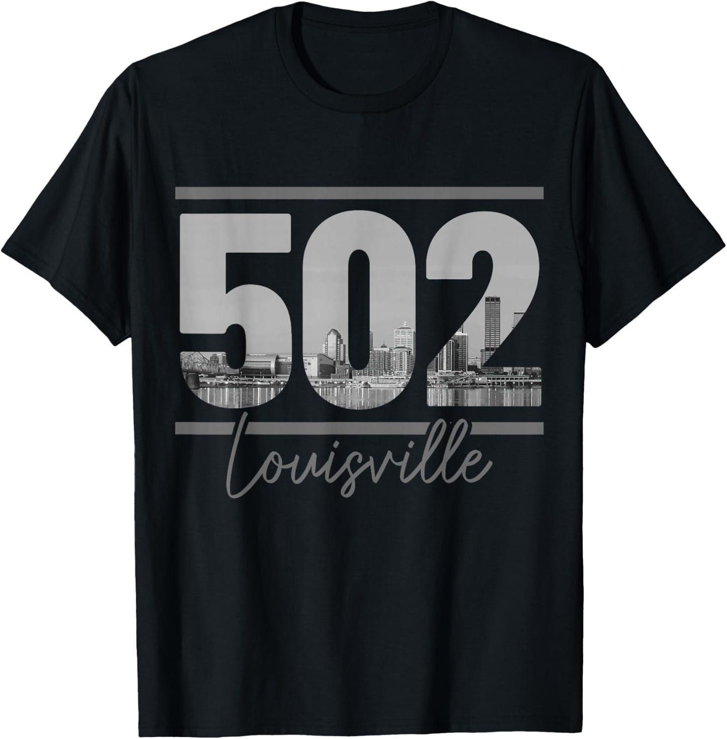 Louisville 502 Area Code Skyline Kentucky Pride Vintage T-Shirt - T-Shirt | Black