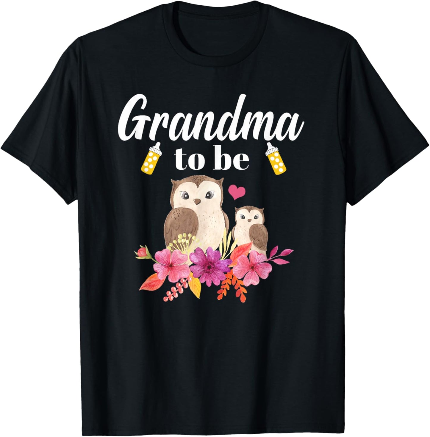 Grandma To Be Owl Baby Shower T-Shirt - T-Shirt | Black
