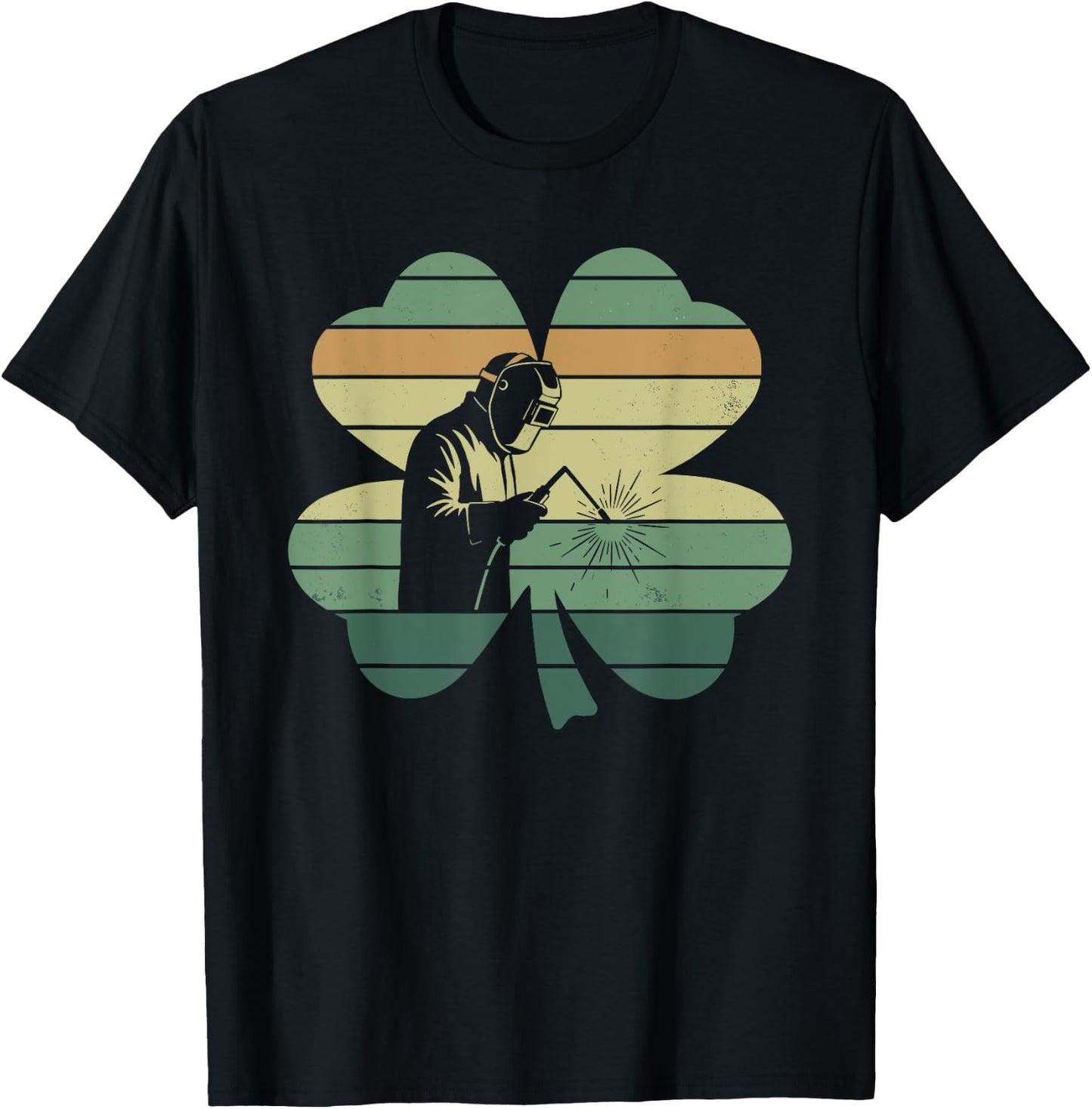 Retro Welding Welder Shamrock Patricks Day Kids T-Shirt - T-Shirt | Black