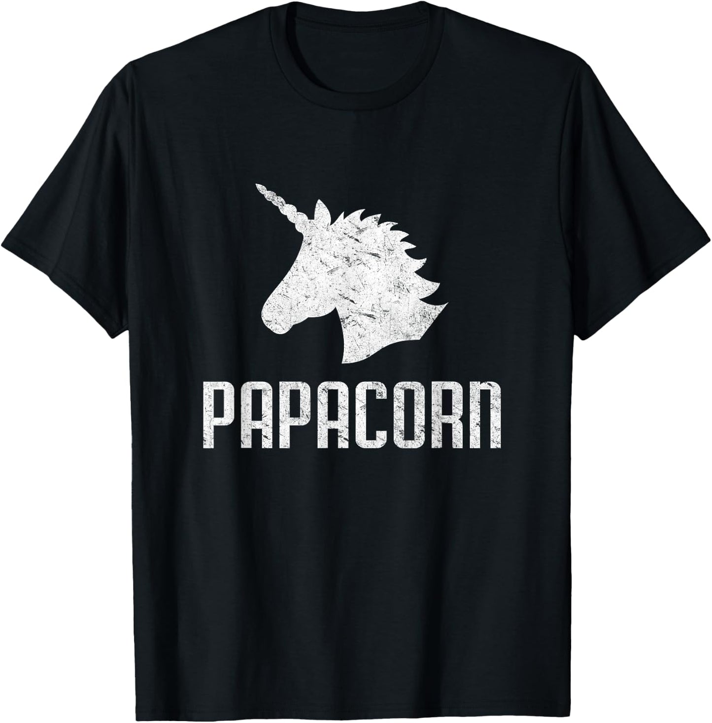 Papa Corn Unicorn Dad Funny Matching Birthday Party T-Shirt - T-Shirt | Black