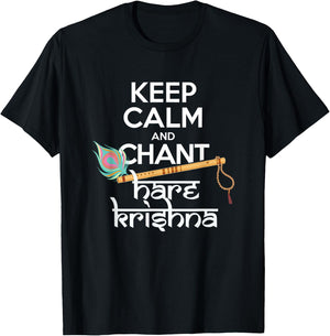 Keep Calm and Chant Hare Krishna Mantra Chanting Hinduism T-Shirt - T-Shirt | Black