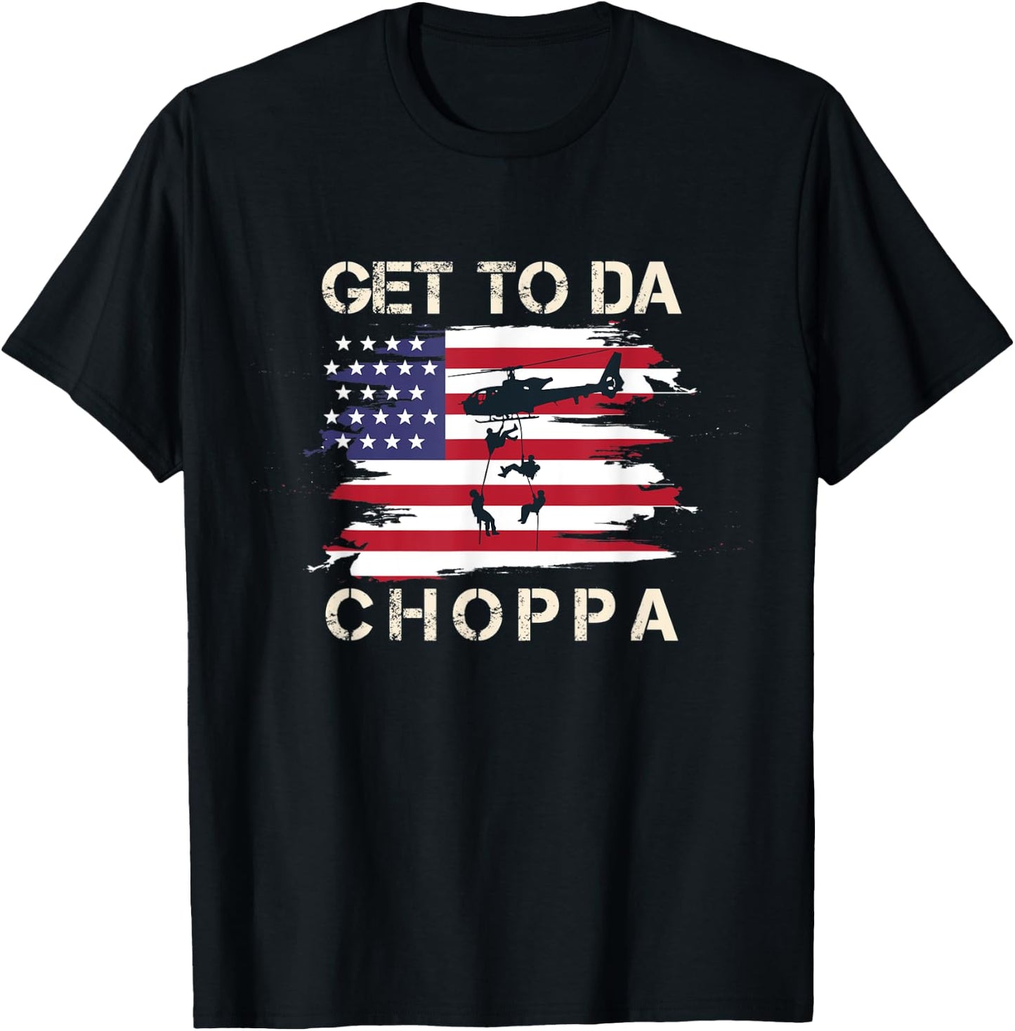 Get To Da Choppa Funny Retro T-Shirt - T-Shirt | Black