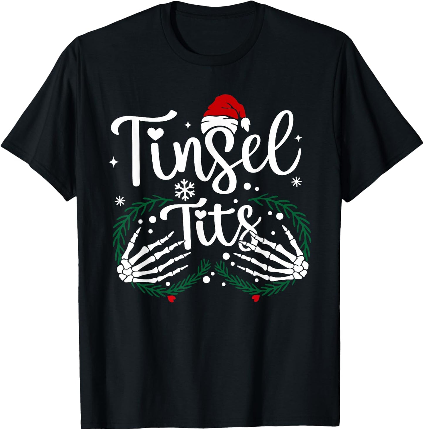 Tinsel Tits And Jingle Balls Funny Matching Christmas Couple T-Shirt - T-Shirt | Black
