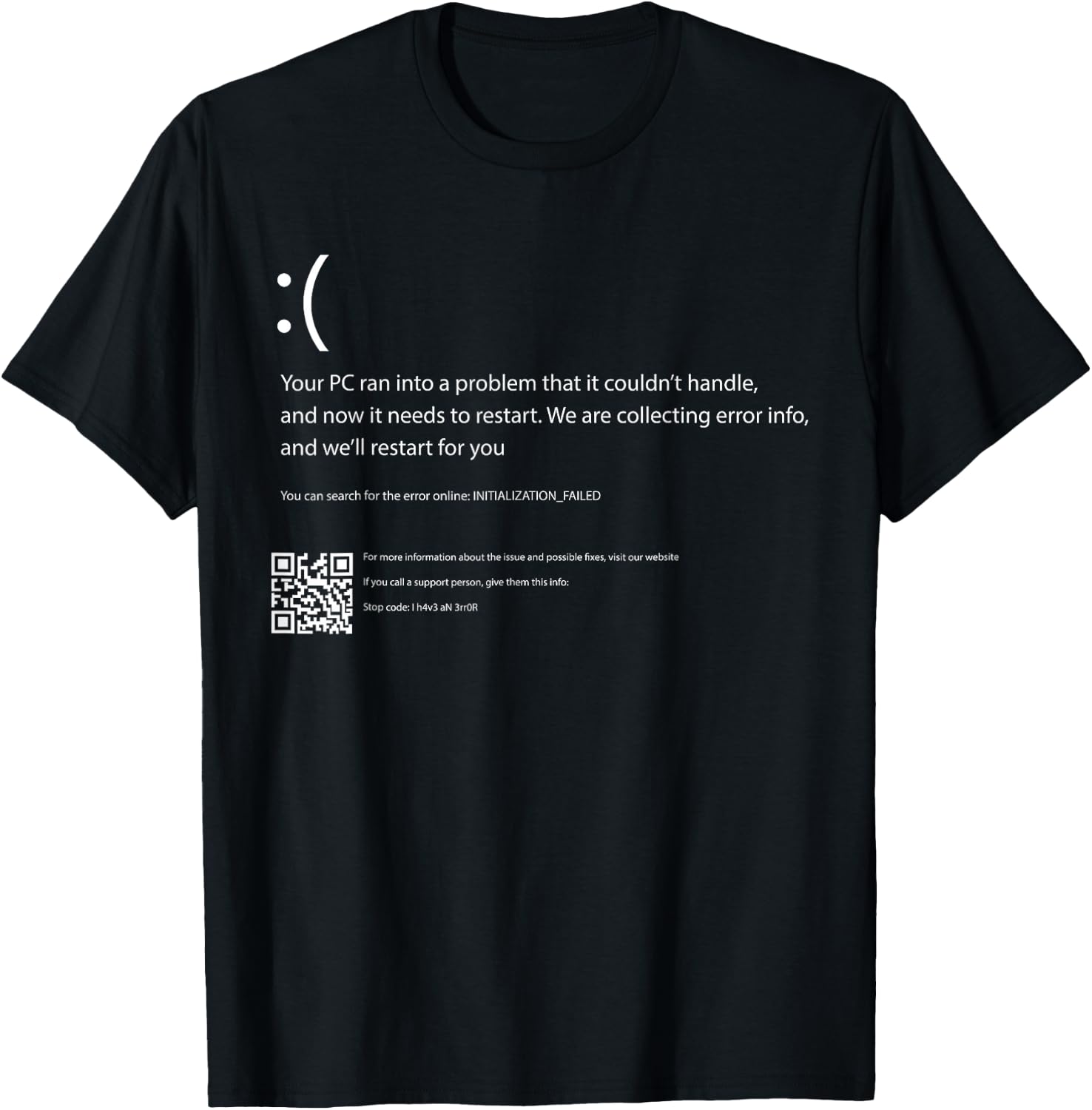 Blue Screen of Death Computer Crash BSOD Geek IT Costume T-Shirt - T-Shirt | Black