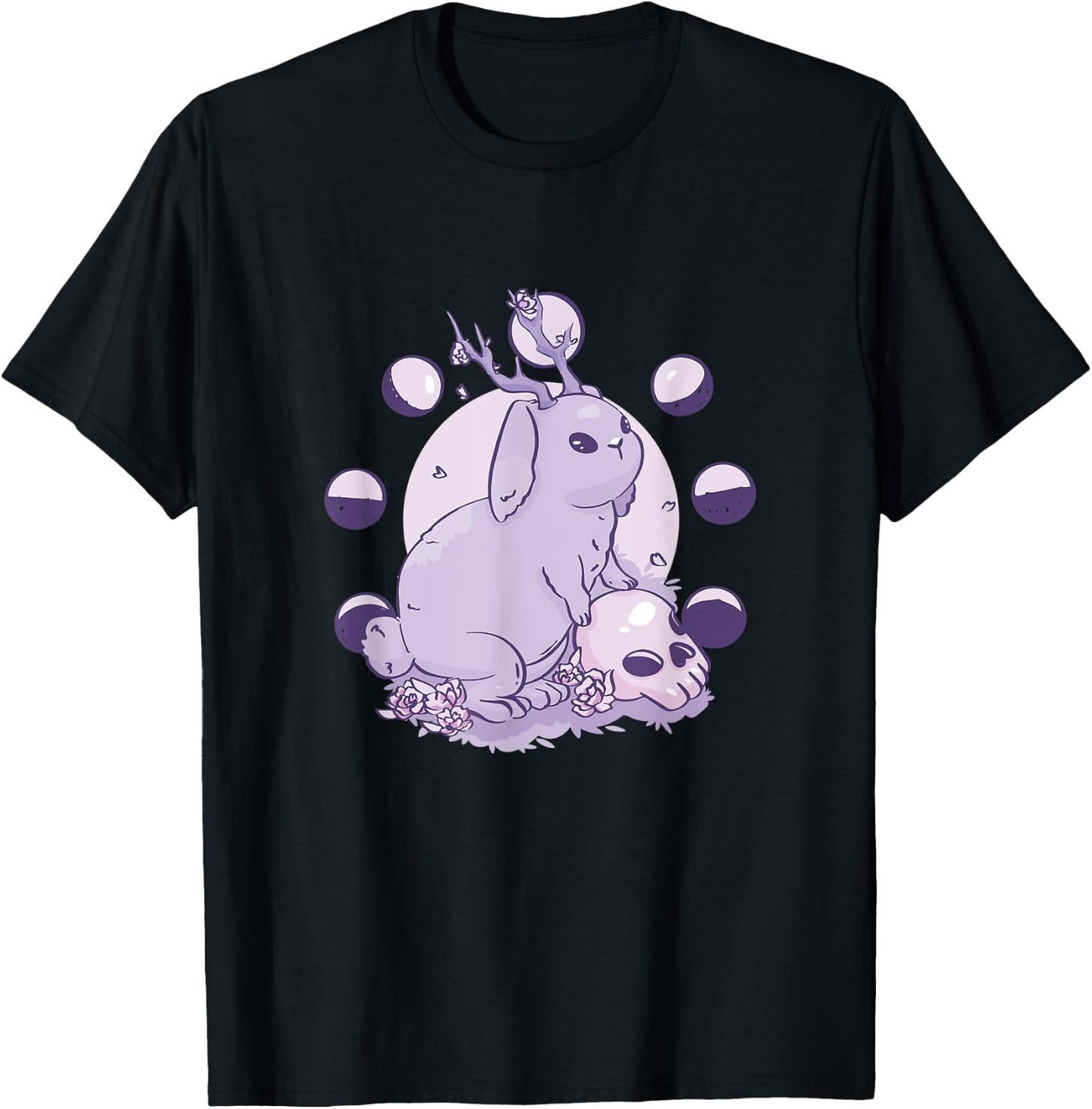 Occult moon phases deer rabbit myth skull T-Shirt - T-Shirt | Black