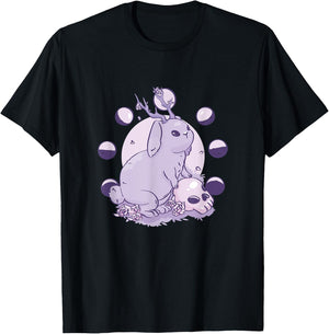 Occult moon phases deer rabbit myth skull T-Shirt - T-Shirt | Black