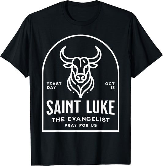 St Luke the Evangelist Catholic Patron Saint Bull Symbol T-Shirt - T-Shirt | Black