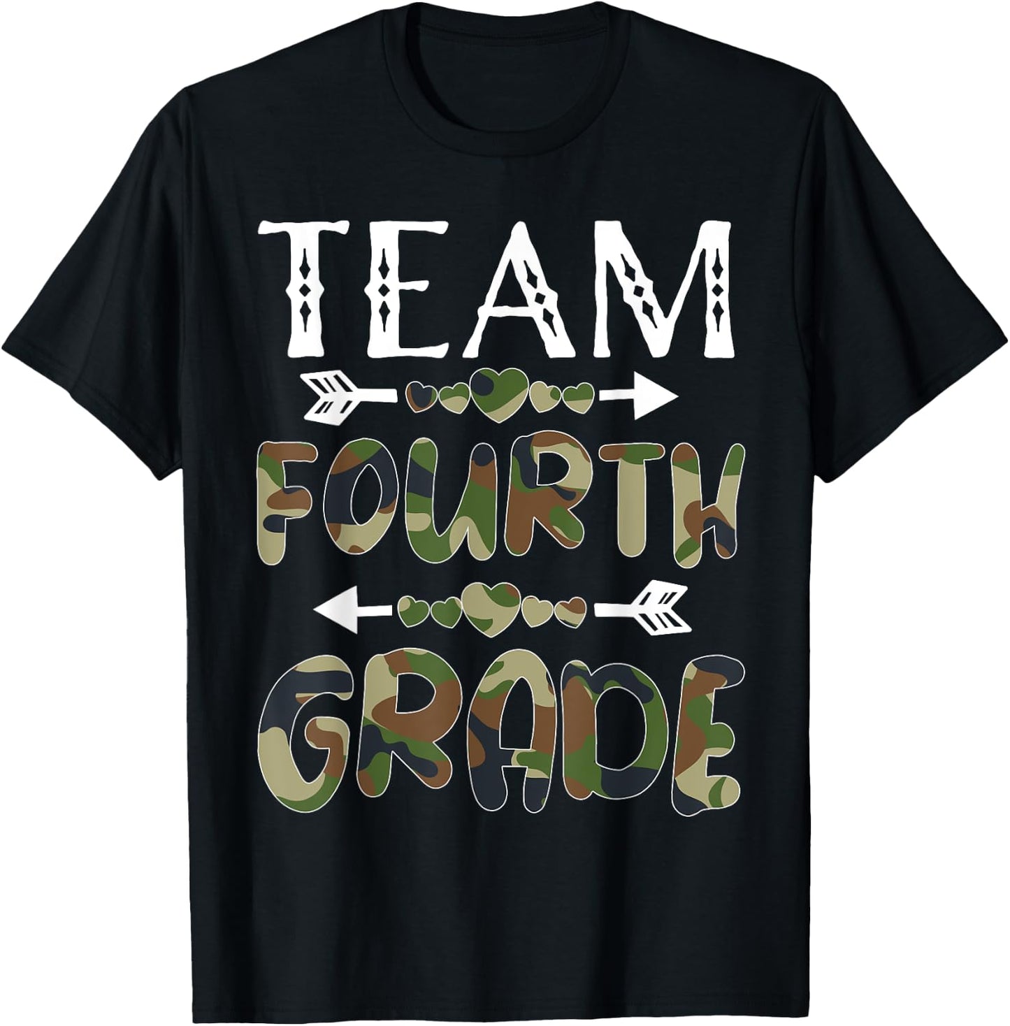 Team Fourth Grade Back To School 1st Day Camo Teachers Men Women Girls Kids T-Shirt - T-Shirt | Black