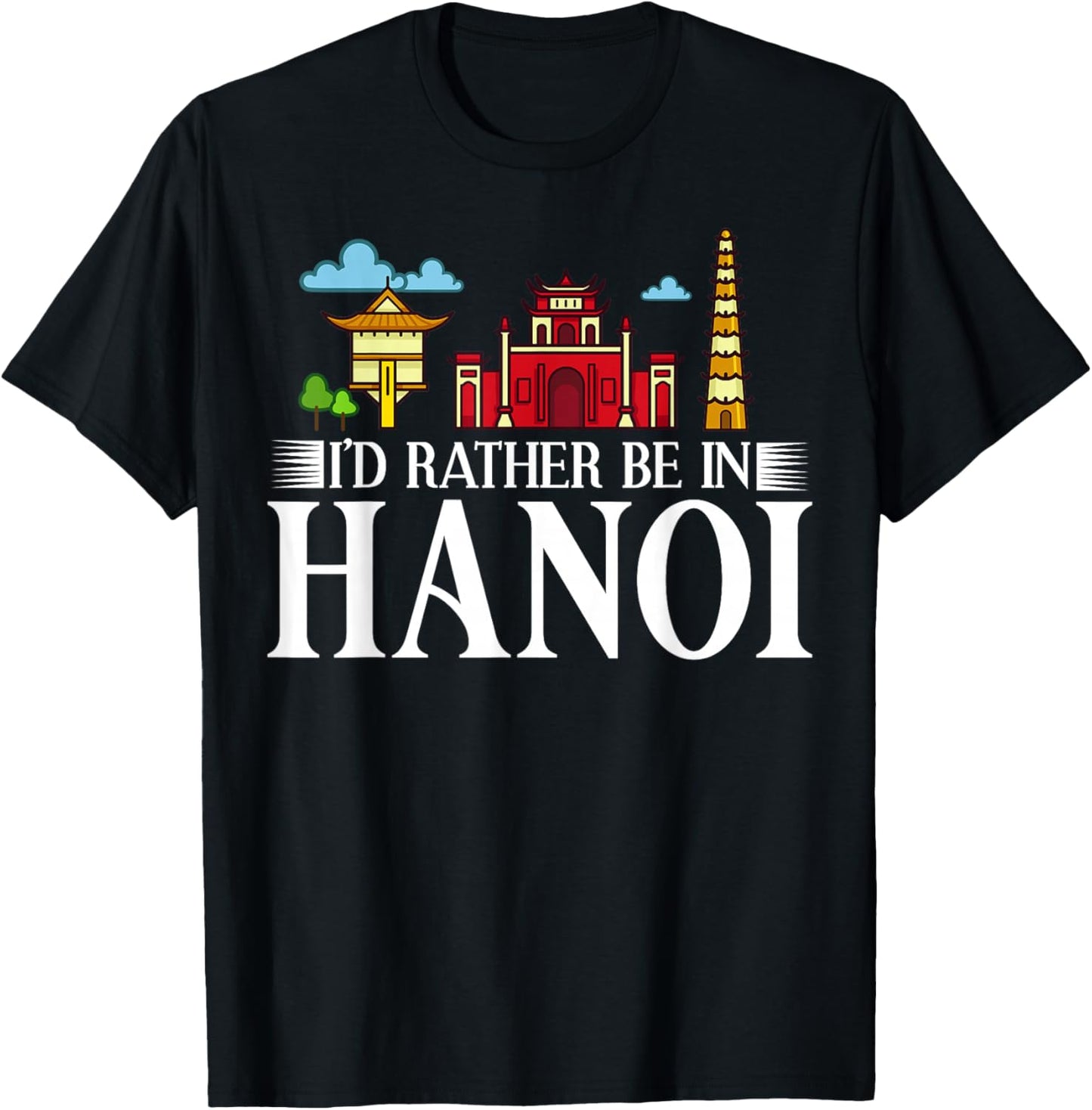 Hanoi Vietnam City Skyline Map Travel T-Shirt - T-Shirt | Black