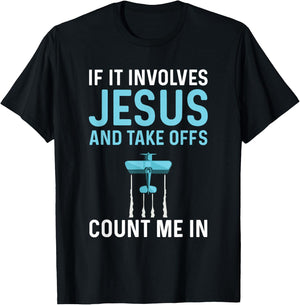 Airplane Pilot & Jesus Design Men's Black Cotton , Small, Short Sleeve, , Classic Fit, Modern Style, Aviation Theme, Casual Lifestyle, Perfect for Pilots & Aviation Enthusiasts T-Shirt - T-Shirt | Black