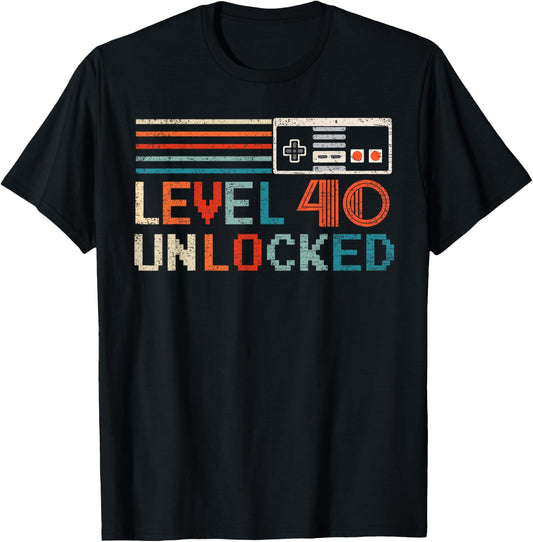 Unlocked Level 40 Birthday Boy Video Game Controller T-Shirt - T-Shirt | Black