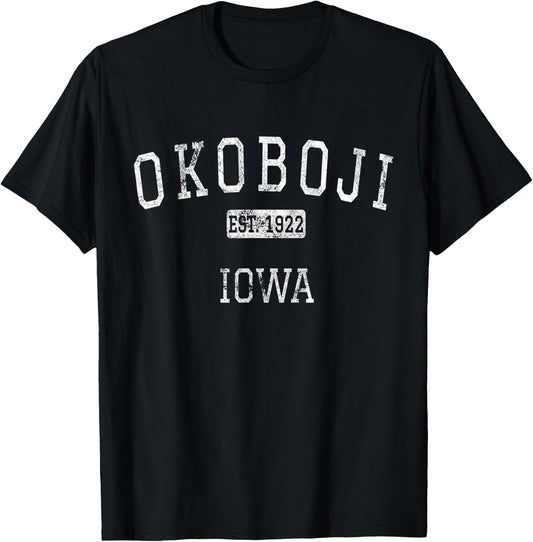 Okoboji Iowa IA Vintage T-Shirt - T-Shirt | Black
