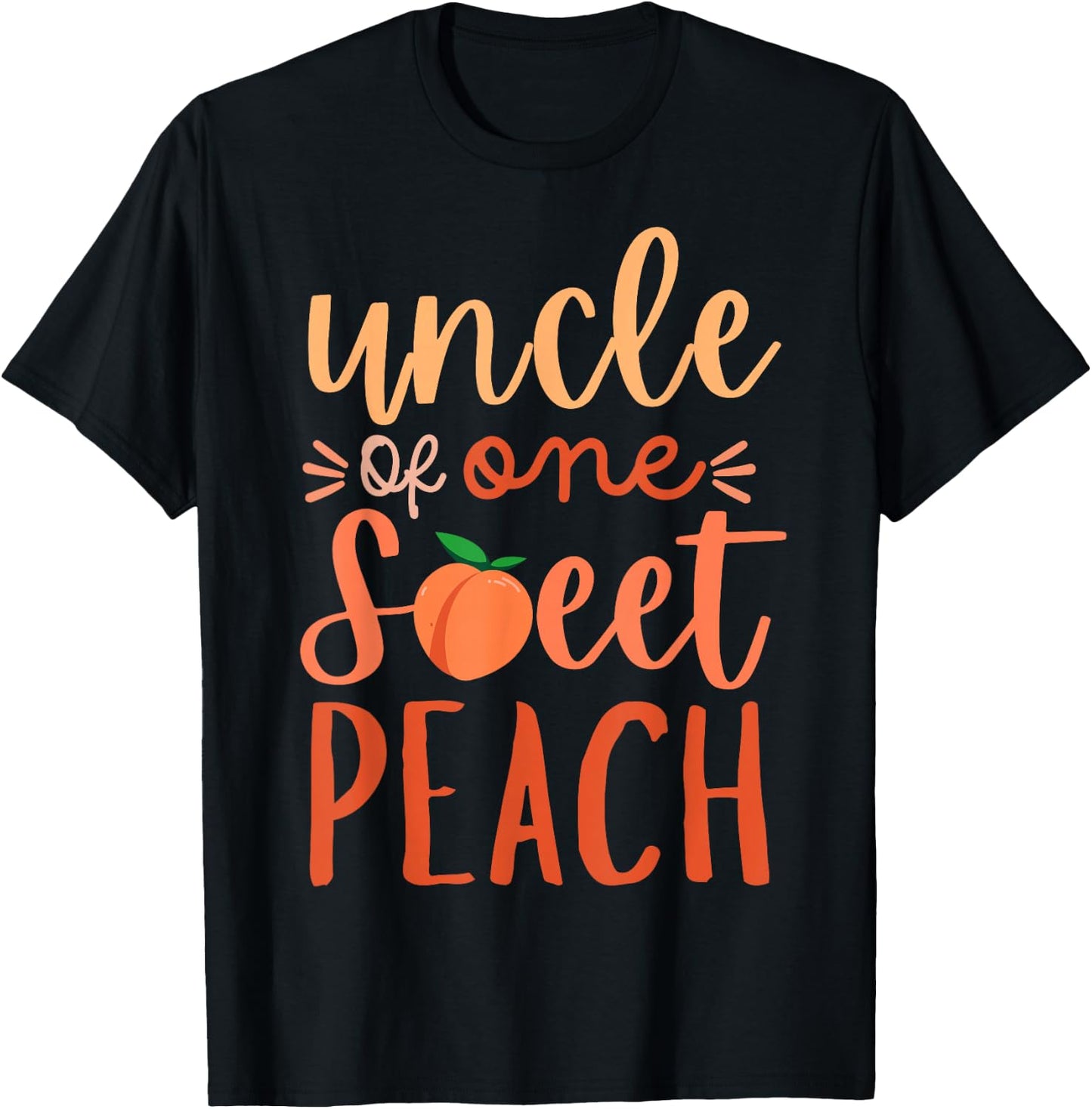 Uncle of The Sweet One Peach 1st Birthday Family Matching T-Shirt - T-Shirt | Black