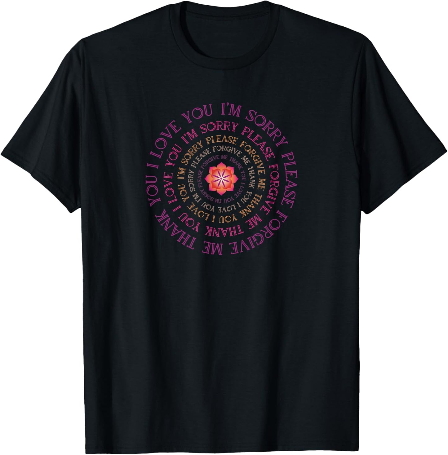 Mandala Circle Lotus Ho’oponopono Prayer T-Shirt - T-Shirt | Black