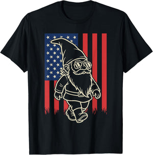 Funny Garden Gnome Lover Gardening 4th of July T-Shirt - T-Shirt | Black