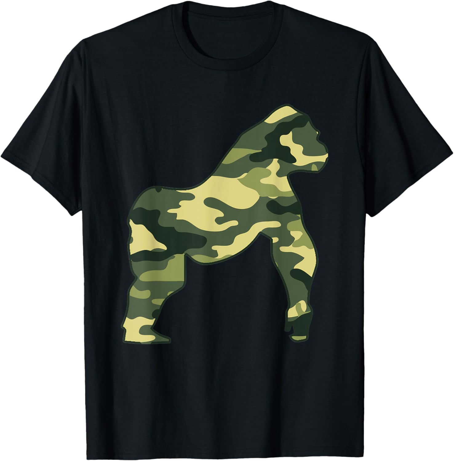 Military Gorilla Camo Men Print US Ape Animal Veteran Gift T-Shirt - T-Shirt | Black