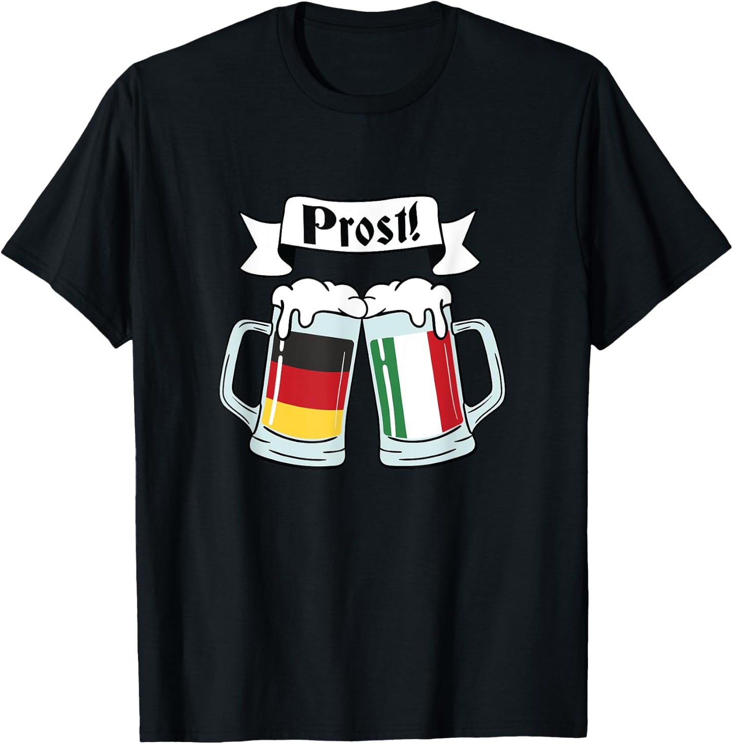 Funny Beer, Prost - Italy Germany Flag T-Shirt - T-Shirt | Black
