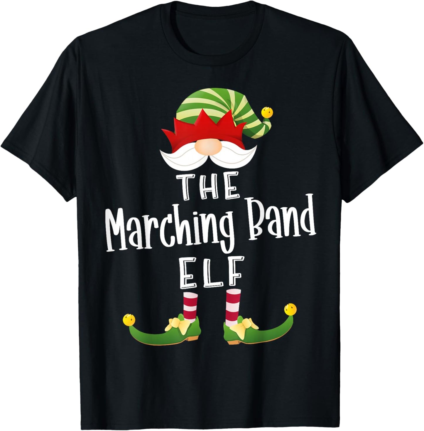 Marching Band Elf Group Christmas Funny Pajama Party T-Shirt - T-Shirt | Black