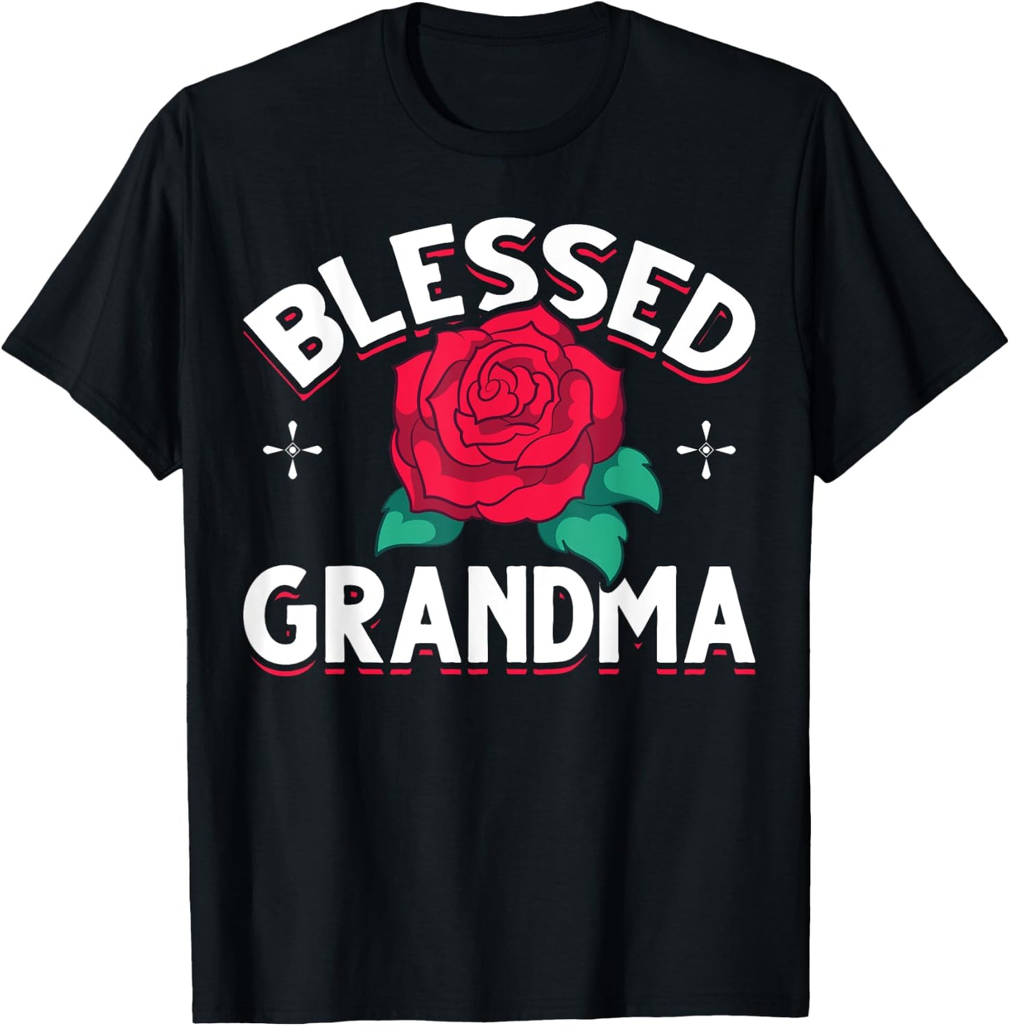 Blessed Grandmother Nana Granny Mothers Day Rose Grandma T-Shirt - T-Shirt | Black