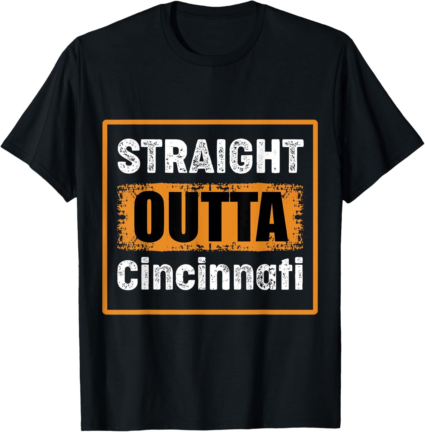 Straight Outta Cincinnati Ohio USA Retro Distressed Vintage T-Shirt - T-Shirt | Black