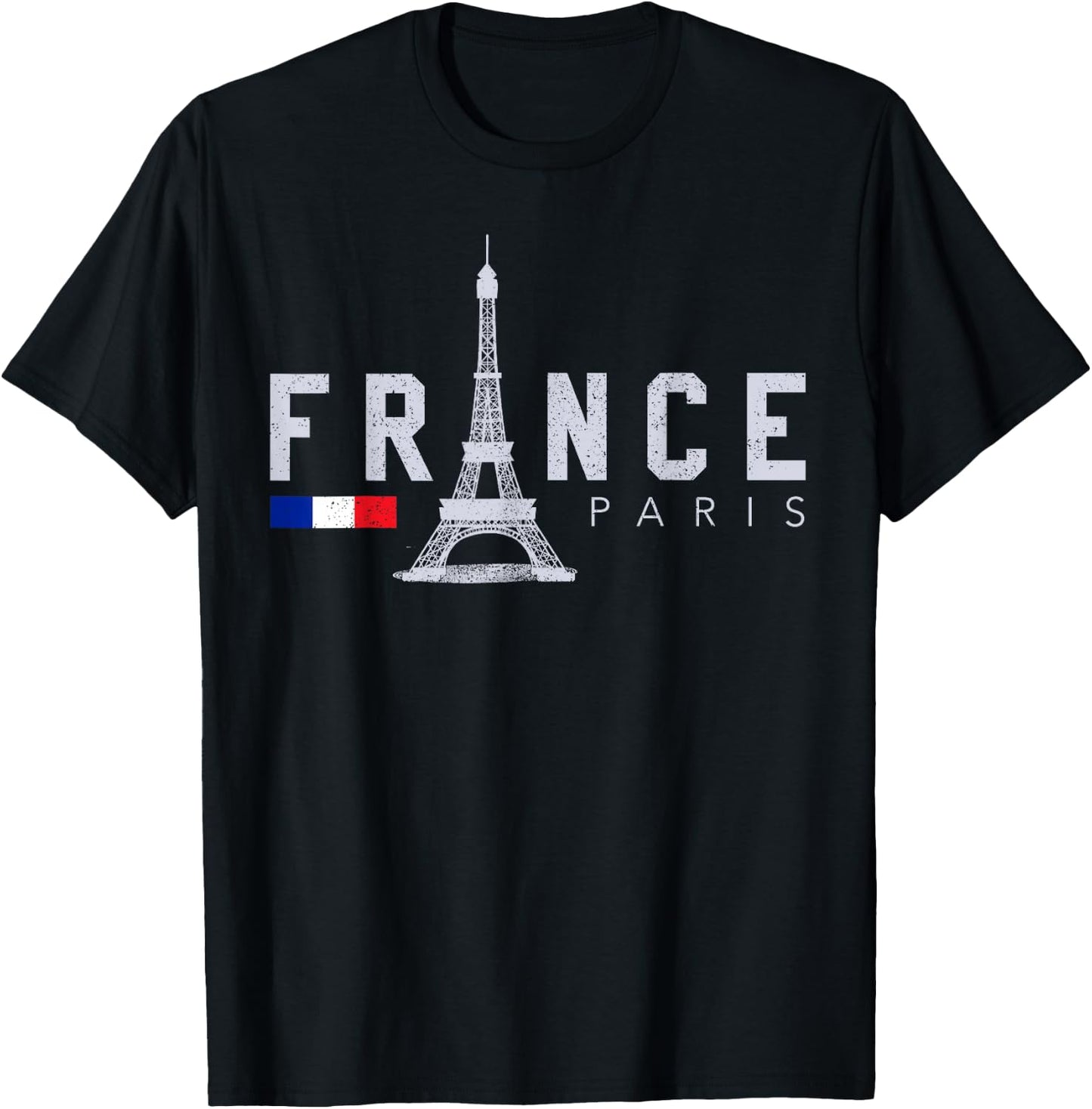 France Paris French Flag Eiffel Tower Souvenir Gift T-Shirt - T-Shirt | Black