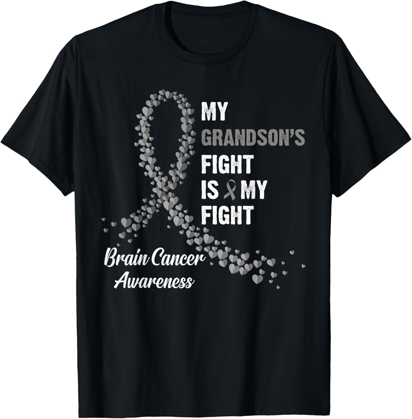 My Grandson's Fight My Fight Brain Cancer Awareness T-Shirt - T-Shirt | Black