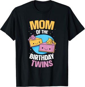 Mother of the Birthday Twins Birthday Twin Mum T-Shirt - T-Shirt | Black