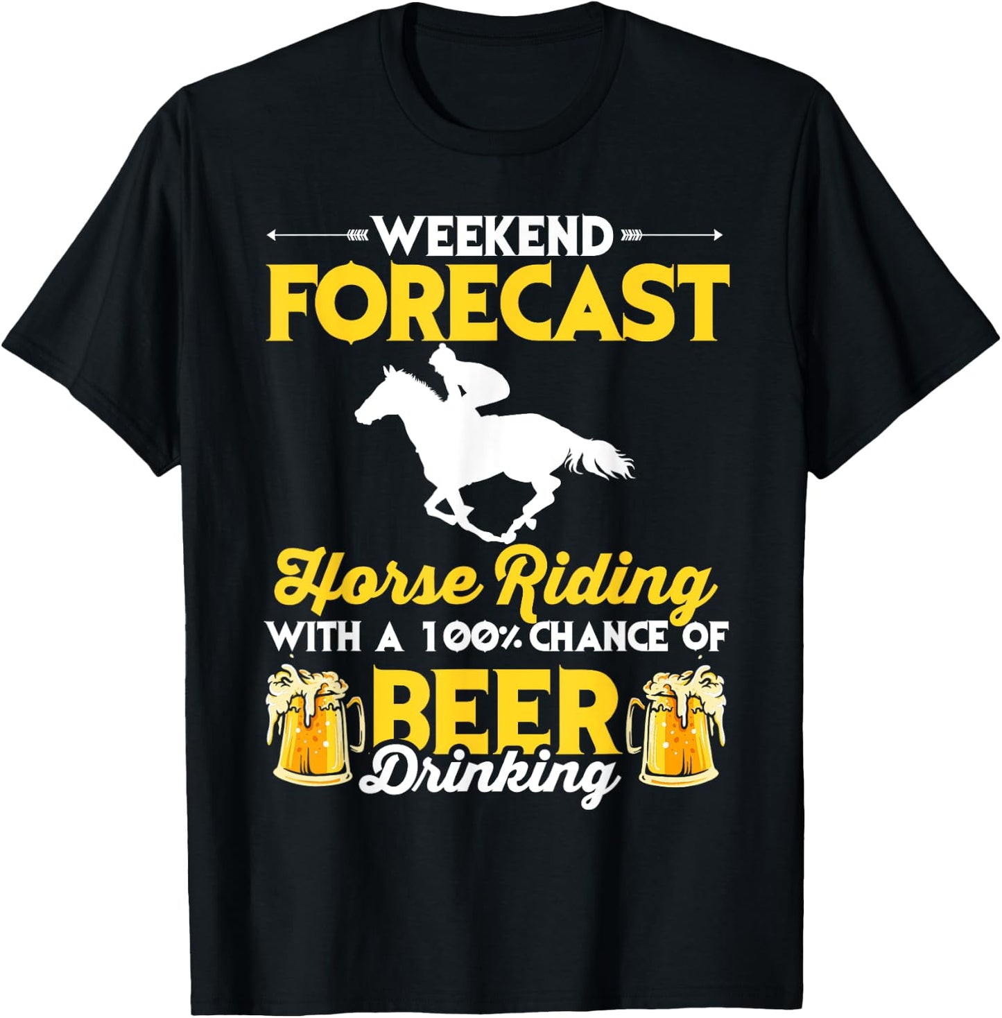 Funny Horse and Beer Lover Graphic and Men Horse T-Shirt - T-Shirt | Black