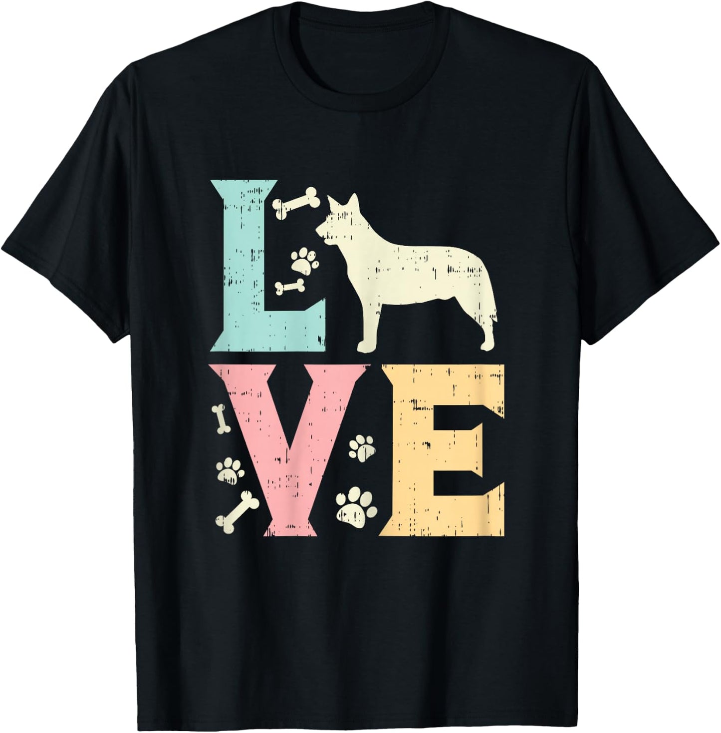 Love Heeler Animal Pet Blue Red Cattle Dog Girls Women Gift T-Shirt - T-Shirt | Black