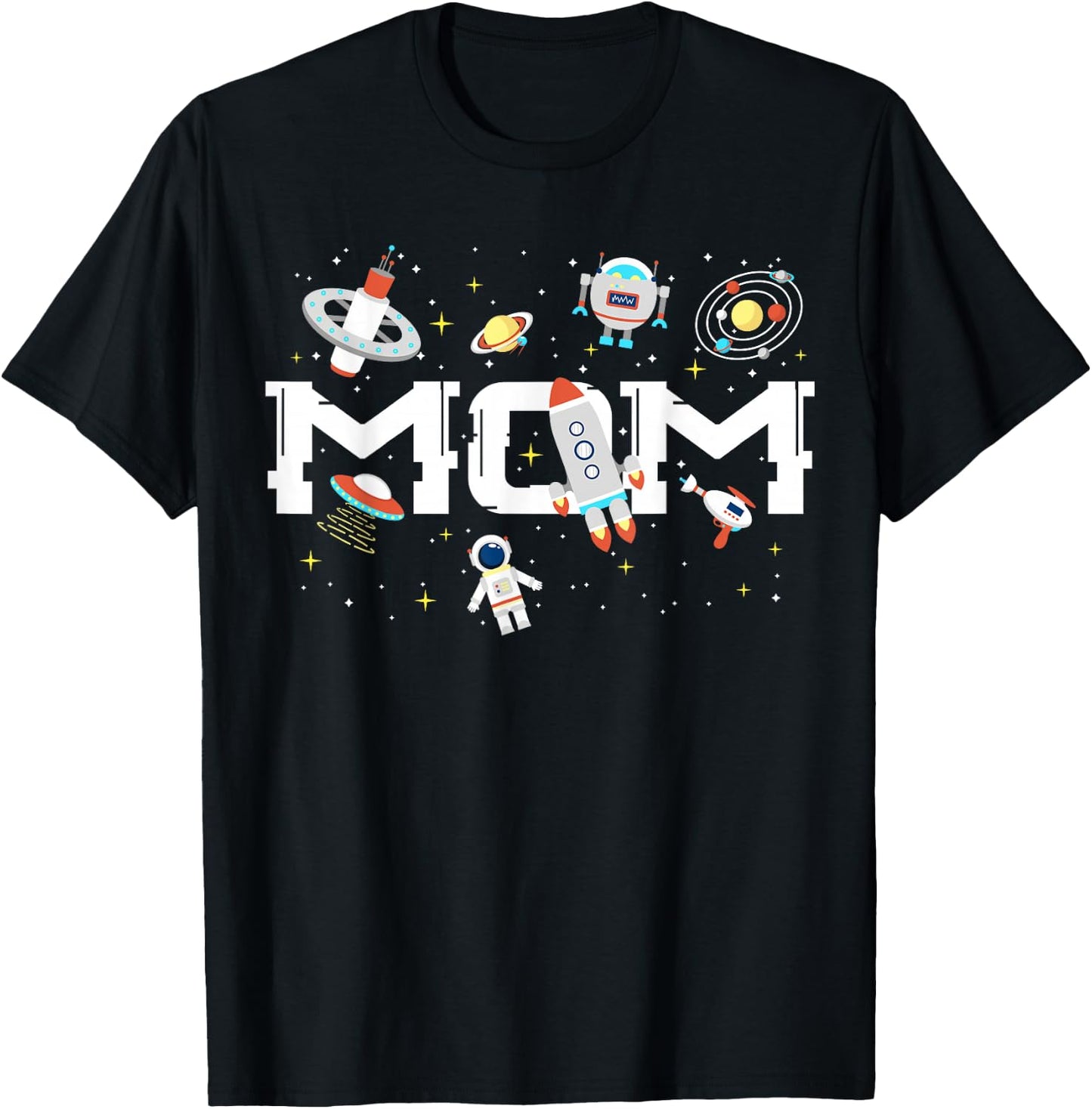 Mom Outer Planets Birthday Party Astronaut Space Spaceman T-Shirt - T-Shirt | Black