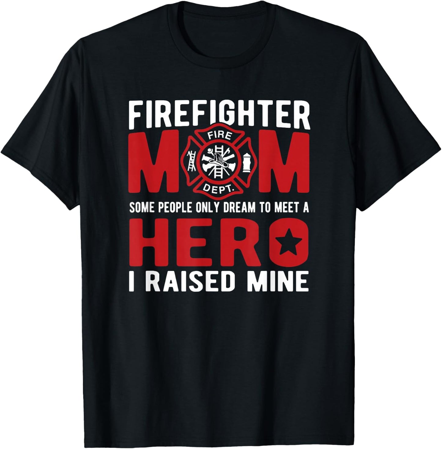 Firefighter Mom Proud Firewoman T-Shirt - T-Shirt | Black